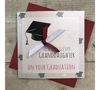 WHITE COTTON CARDS Biglietto Realizzato a Mano con Scritta in Lingua Inglese To a Very Clever Granddaughter On Your Graduation, Bianco, G15gd, Cotone, 16cm x 16cm
