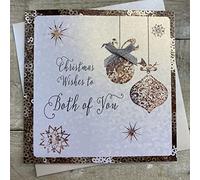 White Cotton Cards c4-by "Christmas Wishes to both of you" Handmade Christmas card