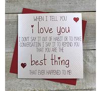 WHITE COTTON CARDS Ti Amo. Sei la Cosa Migliore Che Mi Sia mai capitata Biglietto di San Valentino Fatto a Mano, VLS12, Bianco, 16cmx16cm