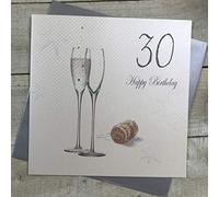 WHITE COTTON CARDS Code xpd30-gl Ologramma Happy Birthday 30 ° Compleanno, Fatto a Mano, Grande