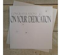 WHITE COTTON CARDS "Congratulations on Your Dedication Biglietto Fatto a Mano, Bianco