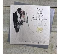 WHITE COTTON CARDS Cotone Bianco Carte e Regno Unito di Disegno della bandierina sposi e Matrimonio per Scheda Figlia Mano Scozzese