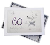 WHITE COTTON CARDS Foto del 60° Compleanno, Album Piccolo, in Vetro coupé, Legno, Bianco, 12.5x17.5x2.5 cm