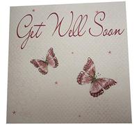 WHITE COTTON CARDS - Get Well Soon Biglietto Fatto a Mano, Farfalle