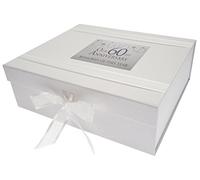 WHITE COTTON CARDS Memories of This Year, Grande Scatola dei ricordi, Glitter e Parole, Legno, Bianco, 27.2x32x11 cm