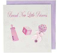 WHITE COTTON CARDS Nuova Carte di Cotone Bianco Carta Marchio Little Princess Modello Mano sonaglio Rosa