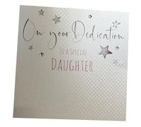 WHITE COTTON CARDS "On Your Dedication to a special Daughter Handmade Dedication carta