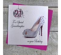 WHITE COTTON CARDS PD21GD-Biglietto Fatto a Mano, con Scritta in Lingua Inglese To a Special Granddaughter on Your 21st Birthday, Colore: Bianco, Cotone