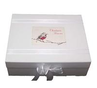 White Cotton Cards RCC2 x Large Christmas Memories Beautiful rosso petto Robin scatola dei ricordi