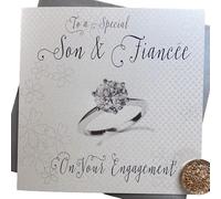 White Cotton Cards WB221 "To a special Son e fidanzata congratulazioni per il vostro fidanzamento mano carta di fidanzamento