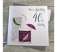 White Cotton Cards XDT78 - 40 grande "have a Sparkling 40th Birthday"