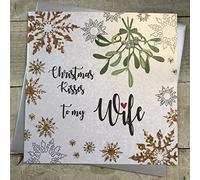 White Cotton Cards xf2-w "baci Christmas To my Wife" Handmade Christmas card grande