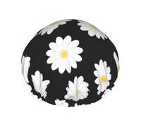 White Daisy 2 cappelli da bagno stampati, copricapo riutilizzabile a doppio strato, grande copertura per capelli per la cura quotidiana della pelle