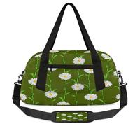 White Daisy - Borsone da viaggio per bambini con margherite bianche, per ragazze e ragazzi, con fiori verdi, borsa da palestra leggera per bambini, piccola borsa da viaggio o da ballo, Margherita