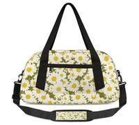White Daisy - Borsone da viaggio per bambini con motivo floreale primaverile, leggero, per sport, palestra, weekend, da viaggio, da ballo, Margherita bianca., 18.5L x 7.8W x 9.4H