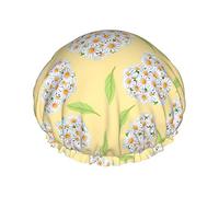 White Daisy Love Flower Cuffia da bagno per bambini Cuffia per capelli Cuffia per doccia riutilizzabile Cuffia per capelli morbida ed elastica per capelli lunghi Capelli corti Capelli ricci