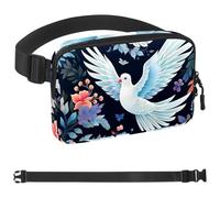 White Doves Flying among the Flowers-1709 Marsupio per uomini e donne, marsupio con tracolla regolabile, borsa a tracolla alla moda ovunque, per viaggi all'aperto, corsa, escursionismo, multicolore,