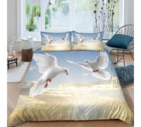 white dovesSet Di Copripiumino ultra microfibra 3 pezzi motivo 3D con cerniera nature serene style copripiumino con federe soffice ultra morbido for ragazze King（220x240cm）