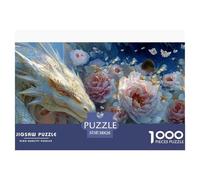 White Drago Puzzle 3D in CArtea 38x26cm/1000pcs Colorato Flowers Gioco EduGattoivo E Creativo Rilassamento E Decorazione Unica Ottimo Regalo
