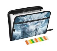 White Dragon Blue Eyes Fisarmonica File Organizer 13 Tasche Espandibile Cartella File con Etichette Cartelle Portatile con Cerniera A4 Formato Lettera Documenti Organizer