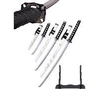 White Dragon Sword Set - Spada Katana Vero Metallo Wakizashi, Tanto - Spada Samurai in Acciaio - Spade Samurai come Decorazione Anime - Spada Giapponese con Supporto per Spada HK1101