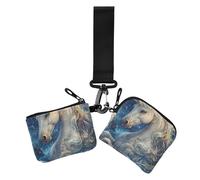 White Dream unicorns - Portafogli da donna con doppio cinturino da polso, grande capacità, con cinturino da polso, per uso quotidiano, 2 pezzi, Unicorni bianchi da sogno, 1 size, Casual