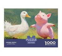 _white_duck_and__pink_pig_dncing_in_the_grss_06b76e8f-ee60-42d-9394-e84f5082c08_3 1000 Pezzi Cartoncino Premium Puzzle Piggy And Duck Sfida Unica Gioco Creativo Puzzle Per Bambini 70x50cm/1000pcs