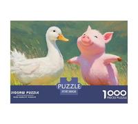 _white_duck_and__pink_pig_dncing_in_the_grss_06b76e8f-ee60-42d-9394-e84f5082c08_3 1000 Pezzi Cartone Robusto Puzzle Piggy And Duck Antistress Gioco Creativo Puzzle Decorazioni Per La Casa 38x26cm/1000