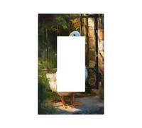 White Duck Standing Old Garden Gate Light Switch Wall Plate Faceplate Cover Single Rocker 1 Gang Decorator Outlet Receptacle Covers per Home Kitchen Room Bathroom Decor