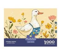 White Duck Wearing An Pron 1000 Pcs Cartoncino Premium Puzzle Duck with Flowers Immagini Vibranti Gioco Creativo Puzzle Per Adulti E Bambini 70x50cm/1000pcs