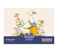 White Duck Wearing An Pron 1000 Pezzi Cartoncino Premium Puzzle Duck with Flowers Antistress Gioco Creativo Puzzle Decorazioni Per La Casa 70x50cm/1000pcs