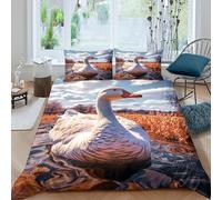 White duckcopripiumino microfibra Set di 3 Pezzi stampa di 3D con cerniera Nature serene scene Set Di Copripiumino incluso federe per cuscini aiosa morbido e comodo for adulti King（220x240cm）