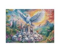 White Eagle on Skulls with Iron Helmet Puzzle 300 Pezzi Creativo Rompicapo Educativo Per Ragazzi Intelligenza E Creatività Idea Regalo Natale Per Figlio E Cugini 300 PCS