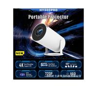 (White, European specification) HY300PRO 4K Android 13 Projector with WIFI6 & 5G, Portable Mini Home Theater Projector for Wireless Streaming