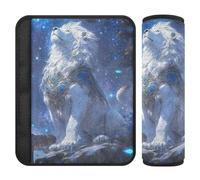 White Exotic Male Lion 2 Pack seggiolino auto Spallacci Imbottiture Rilasciare lo Stress al Collo e alle Spalle, Copertura Cintura Seggiolino Auto per Van Bag Aereo 25,4 x 19,6 cm funda para cinturón