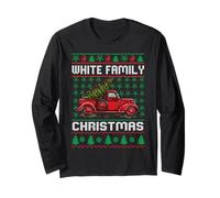 White Family Ugly Christmas Sweater Red Truck Funny Xmas Maglia a Manica