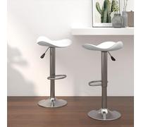 White Faux Leather Bar Stool Set di Stols, regolabile con base in acciaio cromato, moderno Dining Room Seating