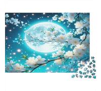 White Flowers on A Moonlit Night Puzzle Giochi 1000 Pezzi Festa Aziendale Arte Interesting Puzzle Adulti Foto 38x26cm/1000pcs