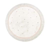 White Fluffy Carpet Soft Dot Plush Rug with Tassel for Living Room Bedroom, Decorative Foot Mat Cozy Home Decor(120x120cm)