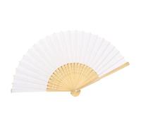 White Folding Paper Blower, Handheld Guest Fans for Weddings, Wooden Frame Chinese Fan, Lightweight Party Favors, Elegant Handmade Craft Decor to Bridal Events or Ceremonies 14.96x8.27 Inches