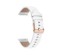 (White) For Garmin Forerunner 265S/ 255S/ Venu 2S Watch Band 18mm Genuine Cow Leather Wrist Strap, Rose Gold Buckle