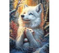 White Fox Holding A Small Fox in A Snowy Forest Puzzle 1000 Pezzi Rompicapo Creativo Artistico Science Fiction Magical Dream Stimolo Della Creatività Attività Per Il Tempo Libero Regalo Per Persone Cr