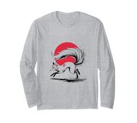 White Fox Japanese Kitsune Sunset Giappone Ragazzi Ragazze Bambini Maglia a Manica