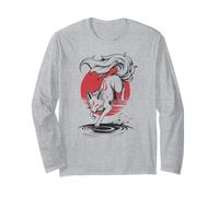 White Fox Japanese Kitsune Sunset Giappone Ragazzi Ragazze Bambini Maglia a Manica