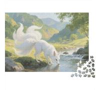 White Fox Jigsaw Puzzle 1000 Pezzi, Puzzle Mountain Stream Scene Adulti, Gioco Diabilità Impossibile Puzzle Arte Gioco Intellettivo Familiare Regali Di Festa 1000pcs (75x50cm)