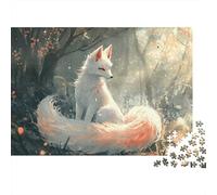 White Fox Spirit, Volpe bianca con coda rosa nella foresta, 1000 pezzi, cartone riciclato al 100%, puzzle per adulti e bambini, stimolante e rompicapo, 70x50 cm/1000 pezzi