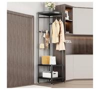 White Freestanding Corner Coat Rack Entryway Hall Tree with Storage Hooks Stylish Clothes for Mudroom Bedroom Living Room - Space-Saving Design