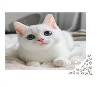 White Gattino Puzzle Impossible 1000 Pezzi Big Occhi azzurri Decorazione Per La Casa. Giochi Rilassamento E Intelligence Per Adulti E Ragazzi Da 14 Anni 1000pcs (75x50cm)