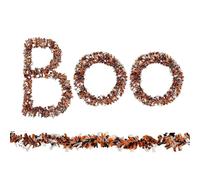 White Ghost Halloween Garland - Spooky Hanging Banner For Party Decor | | Artificial Harvest Bunting Banners For Fireplace Mantle Wall Porch Indoor Outdoor Holiday Party Streamer Home Decoration