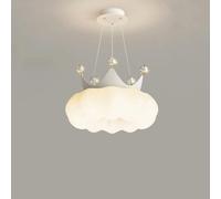 White Girls Bedroom Princess Crown Chandelier Dimmable LED Pendant Fixtures Nordic Hanging Ceiling Light for Baby Nursery Room